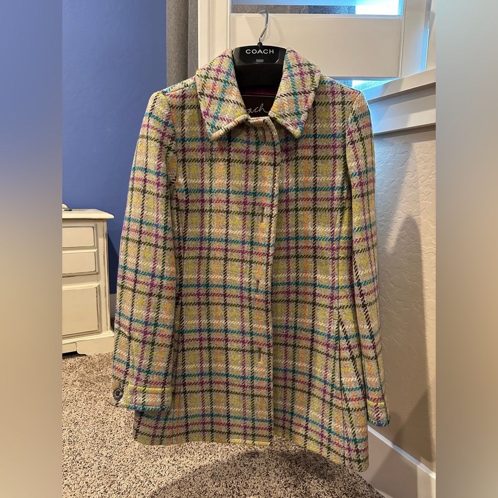 Coach plaid wool peacoat. Excellent condition! Size XS